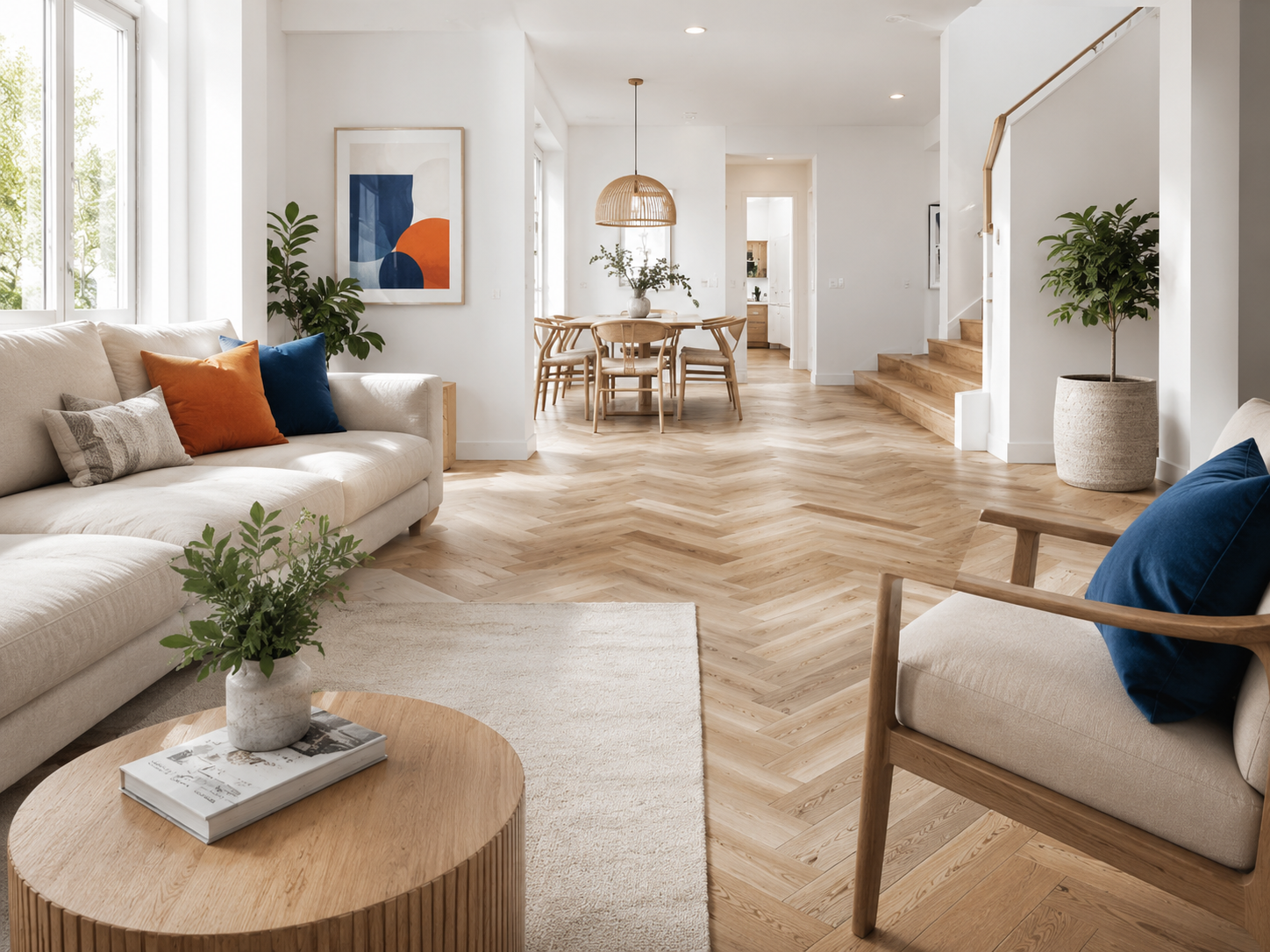 Pièce lumineuse avec revêtement de sol clair